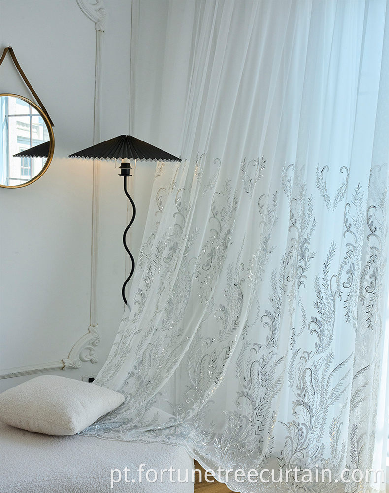 Sequin Embroidered Mesh Curtains